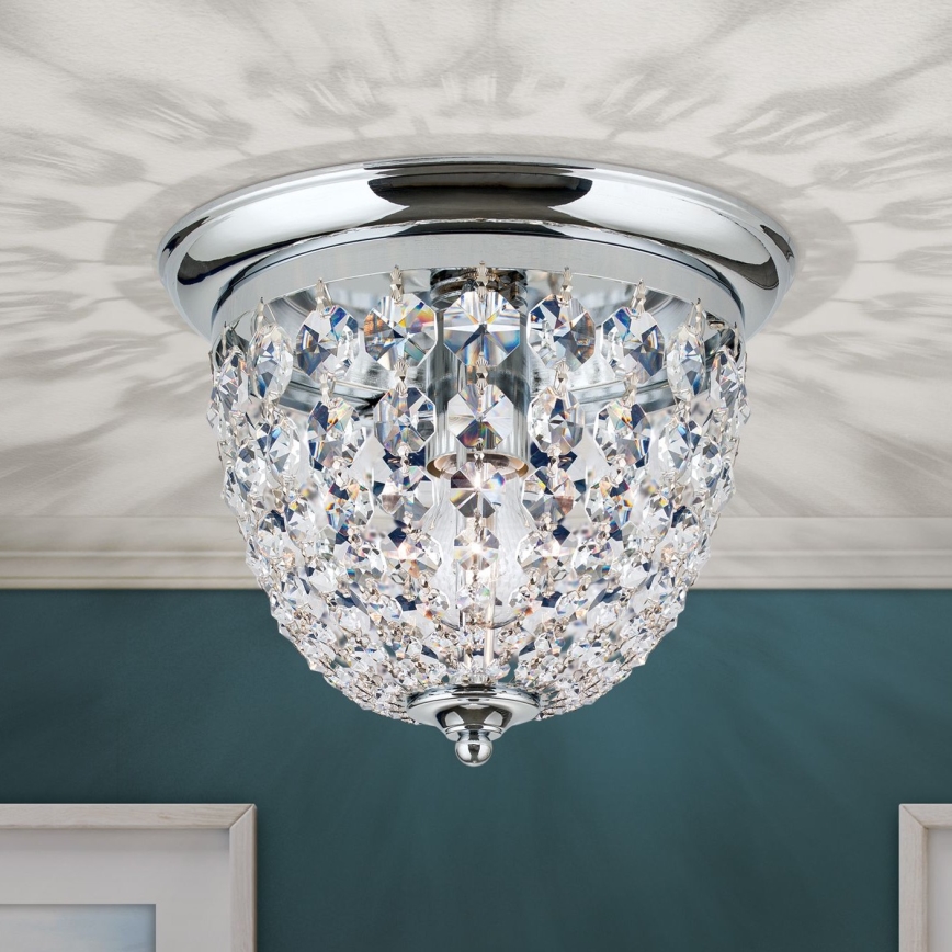 Loftlampe i krystal PLAFOND 1xE27/40W/230V diameter 26 cm skinnende krom