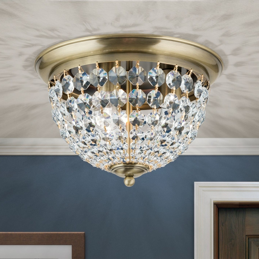 Loftlampe i krystal PLAFOND 3xE27/40W/230V diameter 35 cm bronze