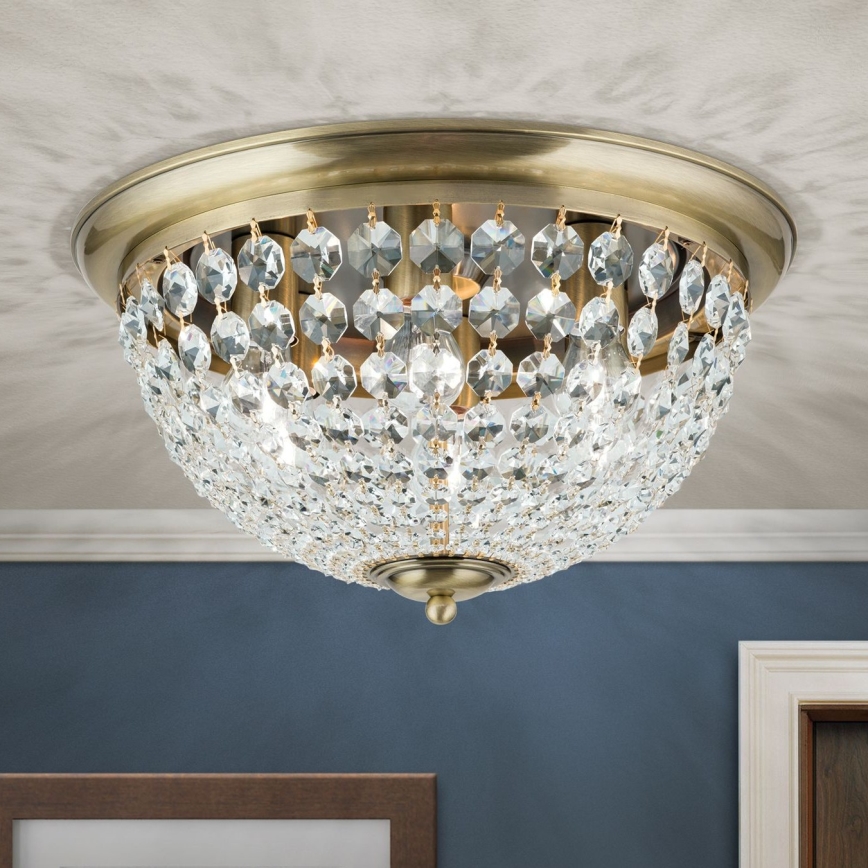 Loftlampe i krystal PLAFOND 6xE27/40W/230V diameter 47 cm bronze