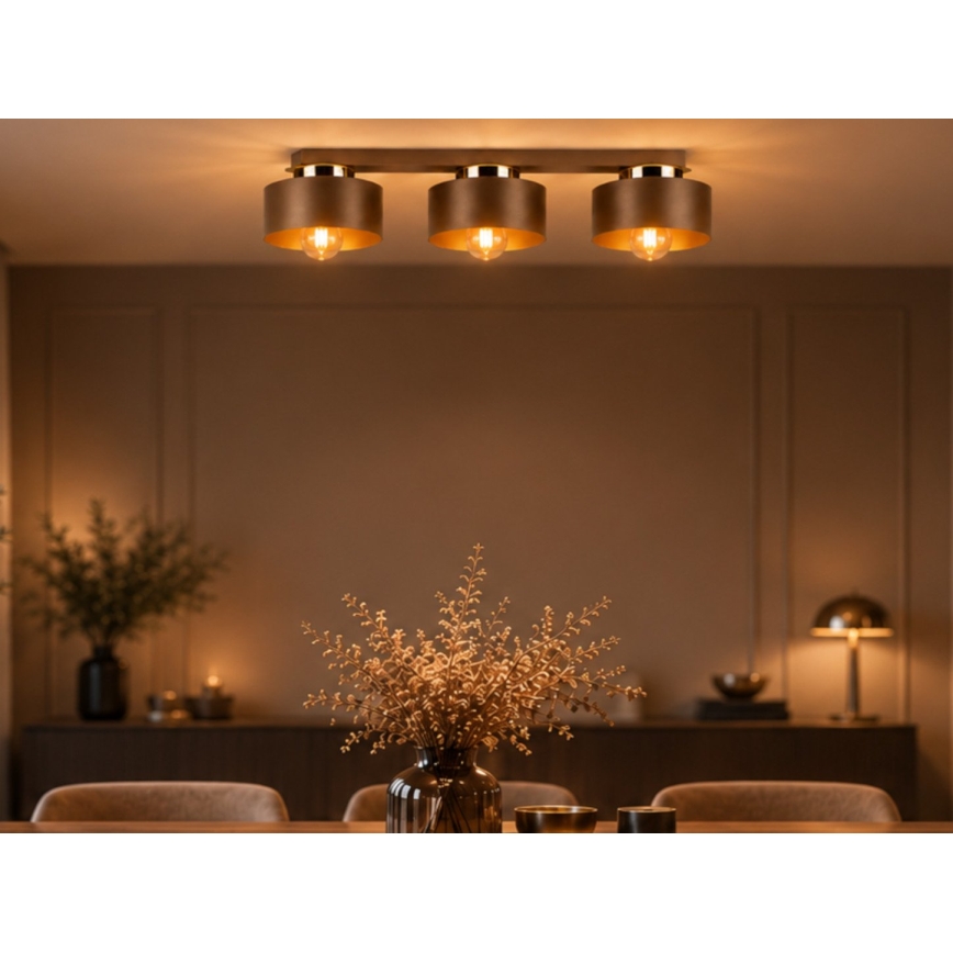 Loftlampe IGNIA 3xE27/60W/230V brun/guld