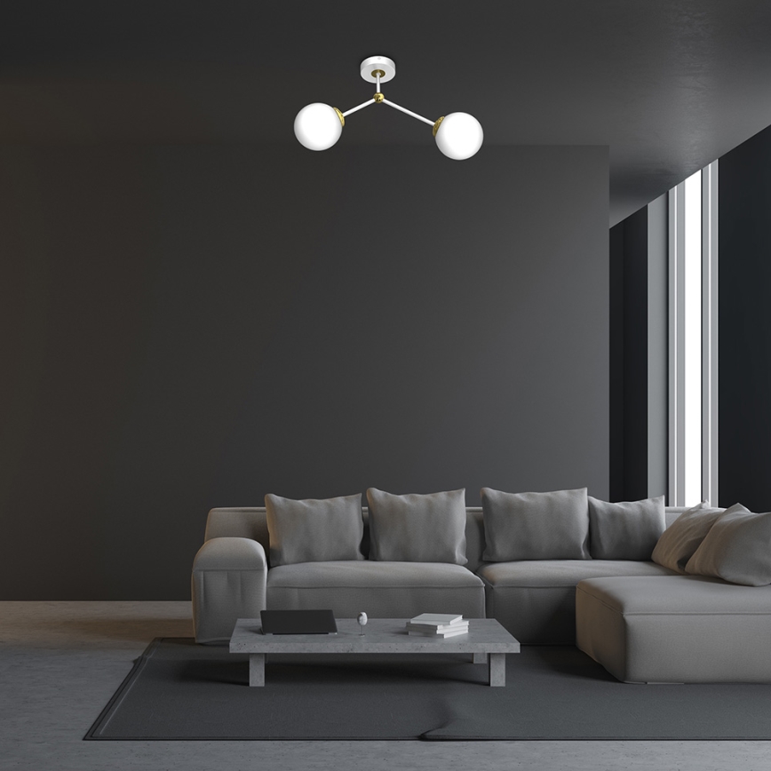 Loftlampe JOY 2xE14/40W/230V hvid/guldfarvet