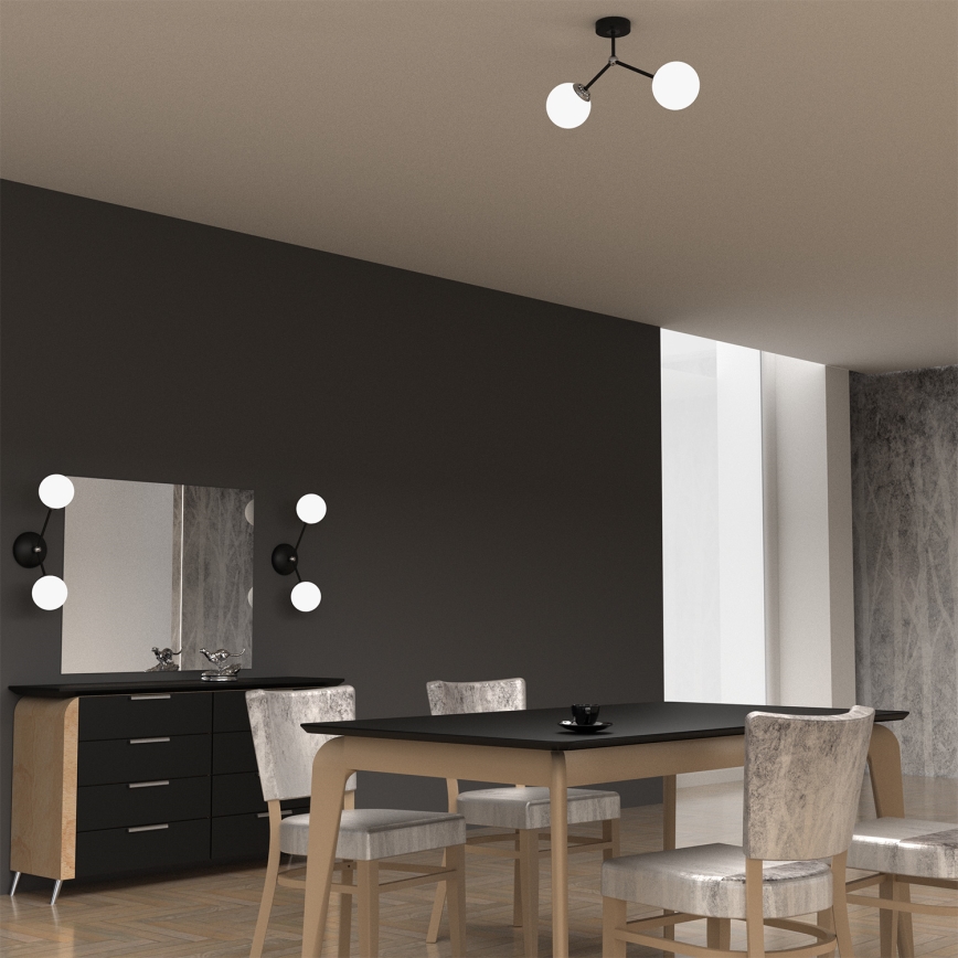 Loftlampe JOY 2xE14/40W/230V sort/skinnende krom