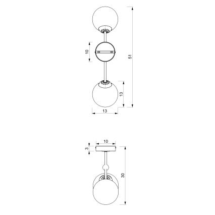 Loftlampe JOY 2xE14/40W/230V sort/skinnende krom