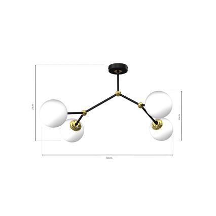 Loftlampe JOY 4xE14/40W/230V sort/guldfarvet