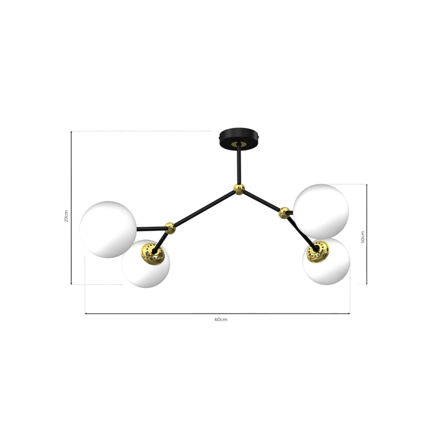 Loftlampe JOY 4xE14/40W/230V sort/guldfarvet