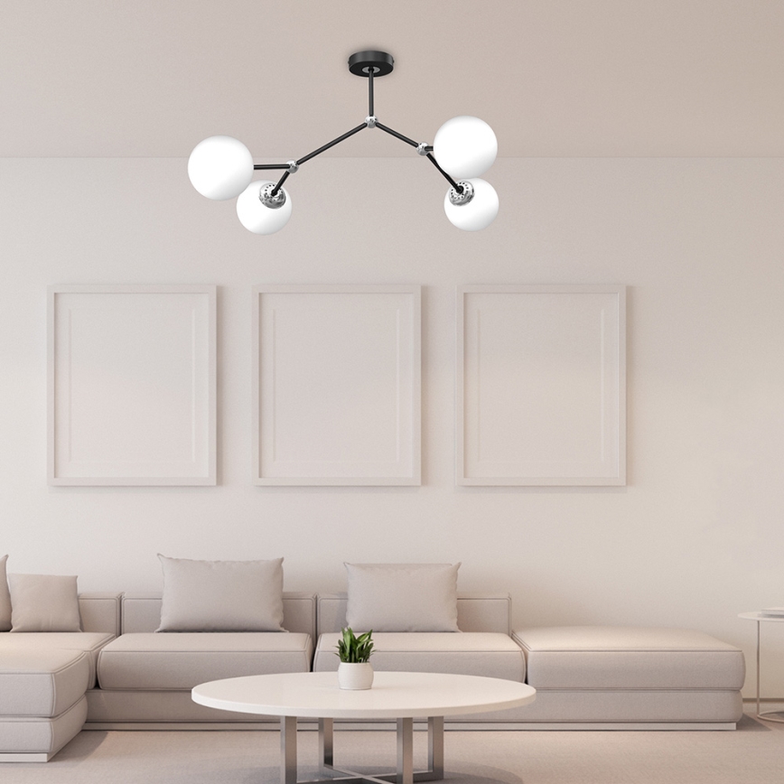 Loftlampe JOY 4xE14/40W/230V sort/skinnende krom