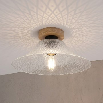 Loftlampe JULL WOOD 1xE27/15W/230V eg/klar Ø 34 cm