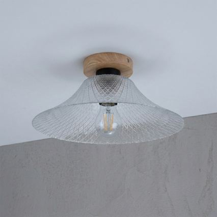 Loftlampe JULL WOOD 1xE27/15W/230V eg/klar Ø 34 cm
