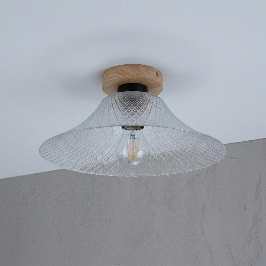 Loftlampe JULL WOOD 1xE27/15W/230V eg/klar Ø 34 cm