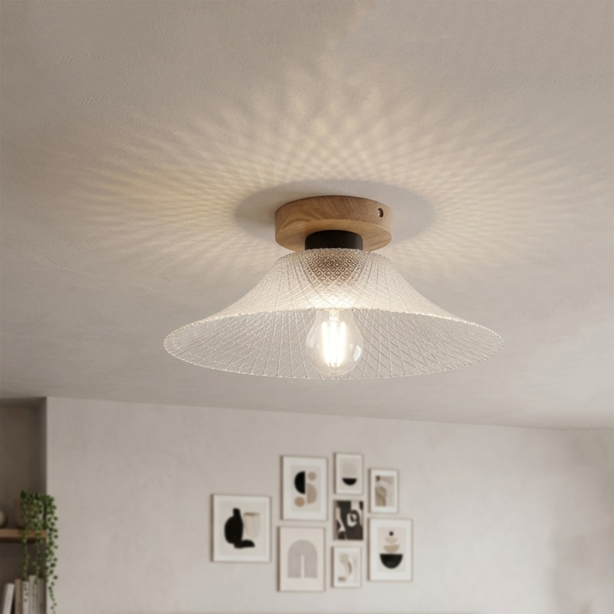 Loftlampe JULL WOOD 1xE27/15W/230V eg/klar Ø 34 cm