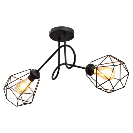Loftlampe KARO 2xE27/15W/230V sort