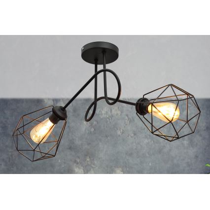 Loftlampe KARO 2xE27/15W/230V sort