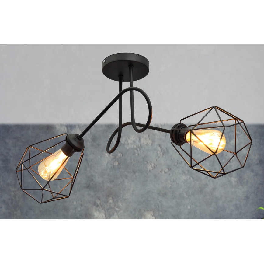Loftlampe KARO 2xE27/15W/230V sort
