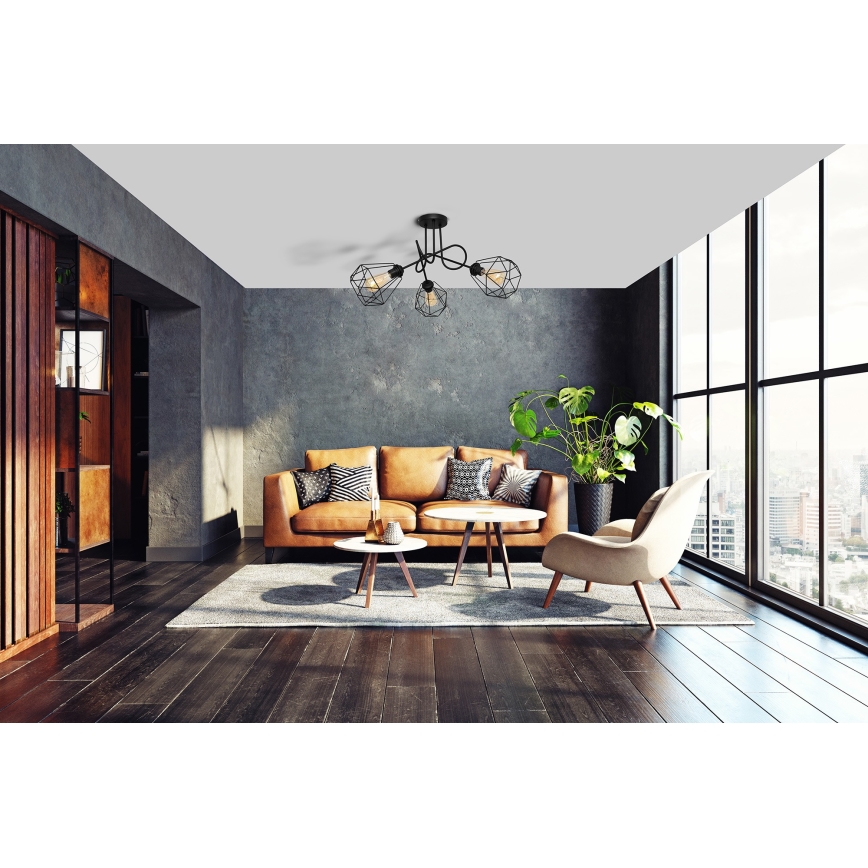 Loftlampe KARO 3xE27/15W/230V sort