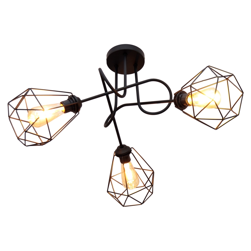 Loftlampe KARO 3xE27/15W/230V sort