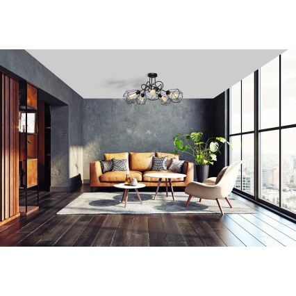 Loftlampe KARO 5xE27/15W/230V sort