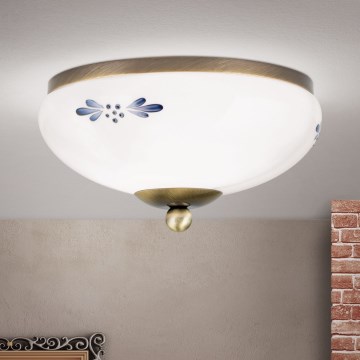 Loftlampe LANDHAUS 1xE27/60W/230V diameter 21 cm bronze/hvid