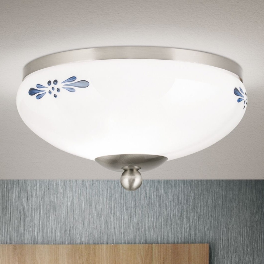 Loftlampe LANDHAUS 1xE27/60W/230V diameter 21 cm mat krom/hvid
