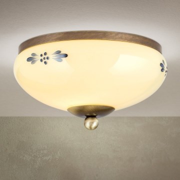Loftlampe LANDHAUS 1xE27/60W/230V Ø 21 cm bronze/beige/blå