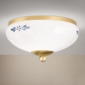 Loftlampe LANDHAUS 1xE27/60W/230V Ø 21 cm messing/hvid/blå