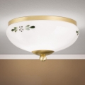 Loftlampe LANDHAUS 1xE27/60W/230V Ø 21 cm messing/hvid/grøn