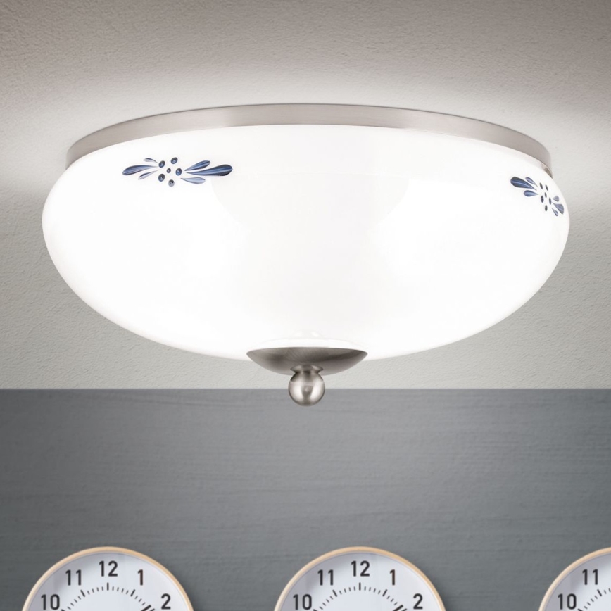 Loftlampe LANDHAUS 2xE27/60W/230V diameter 28 cm mat krom/hvid