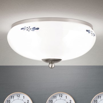 Loftlampe LANDHAUS 2xE27/60W/230V Ø 28 cm mat krom/hvid/blå