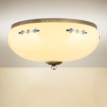 Loftlampe LANDHAUS 3xE27/60W/230V Ø 35 cm bronze/beige/blå