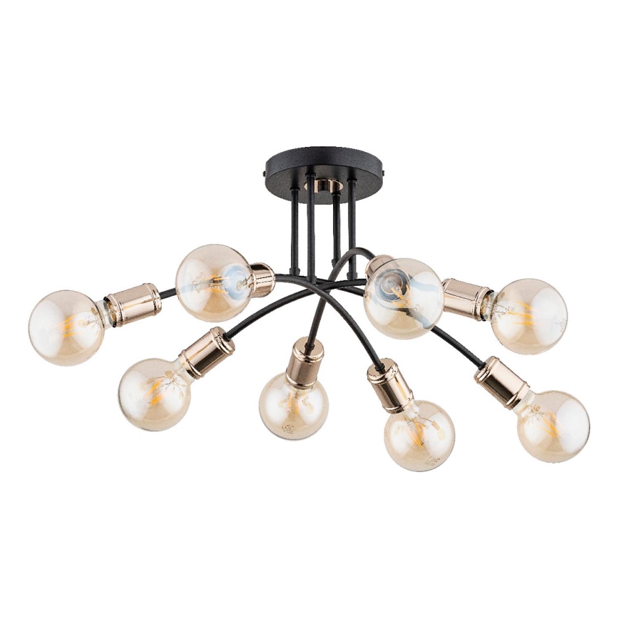 Loftlampe LANTI 8xE27/15W/230V guldfarvet/sort