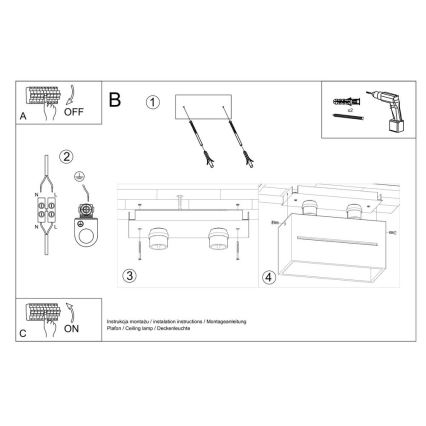 Loftlampe LOBO 2xGU10/40W/230V grå