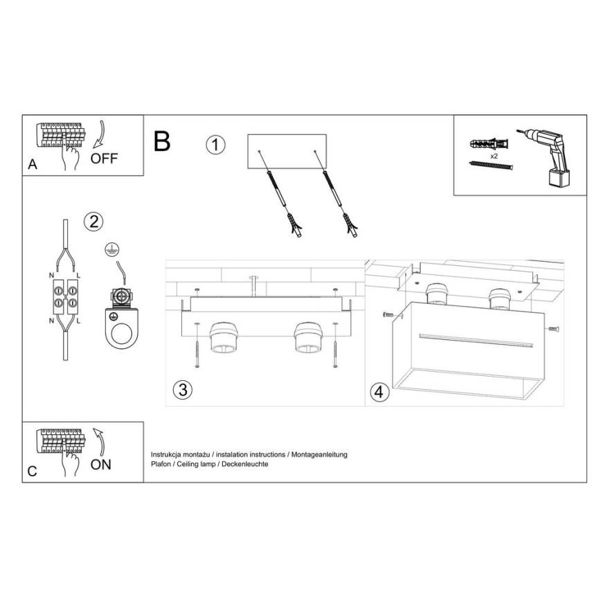 Loftlampe LOBO 2xGU10/40W/230V grå