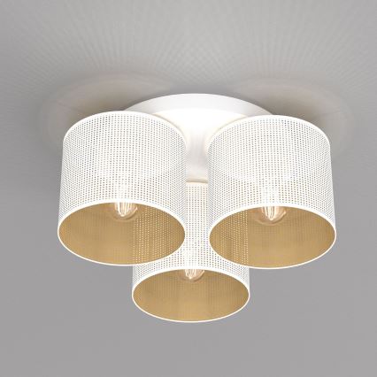 Loftlampe LOFT SHADE 3xE27/60W/230V hvid/gylden