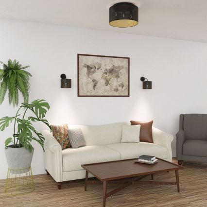 Loftlampe LOFT SHADE 3xE27/60W/230V sort/gylden