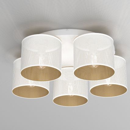 Loftlampe LOFT SHADE 5xE27/60W/230V hvid/gylden
