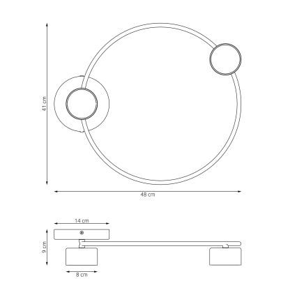 Loftlampe LUCIO 2xGX53/12W/230V sort