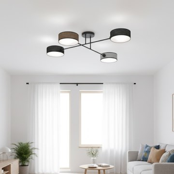 Loftlampe MAGA 4xE14/10W/230V sort/brun/grå