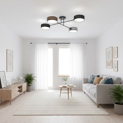 Loftlampe MAGA 4xE14/10W/230V sort/brun/grå