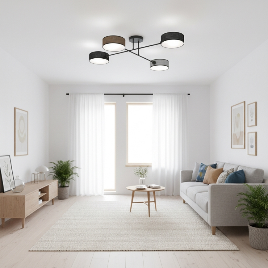 Loftlampe MAGA 4xE14/10W/230V sort/brun/grå