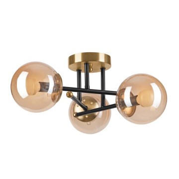 Loftlampe MALENA 3xE14/5W/230V guldfarvet/sort/røget beige
