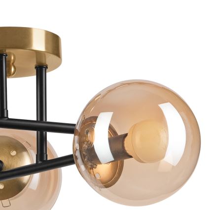 Loftlampe MALENA 3xE14/5W/230V guldfarvet/sort/røget beige