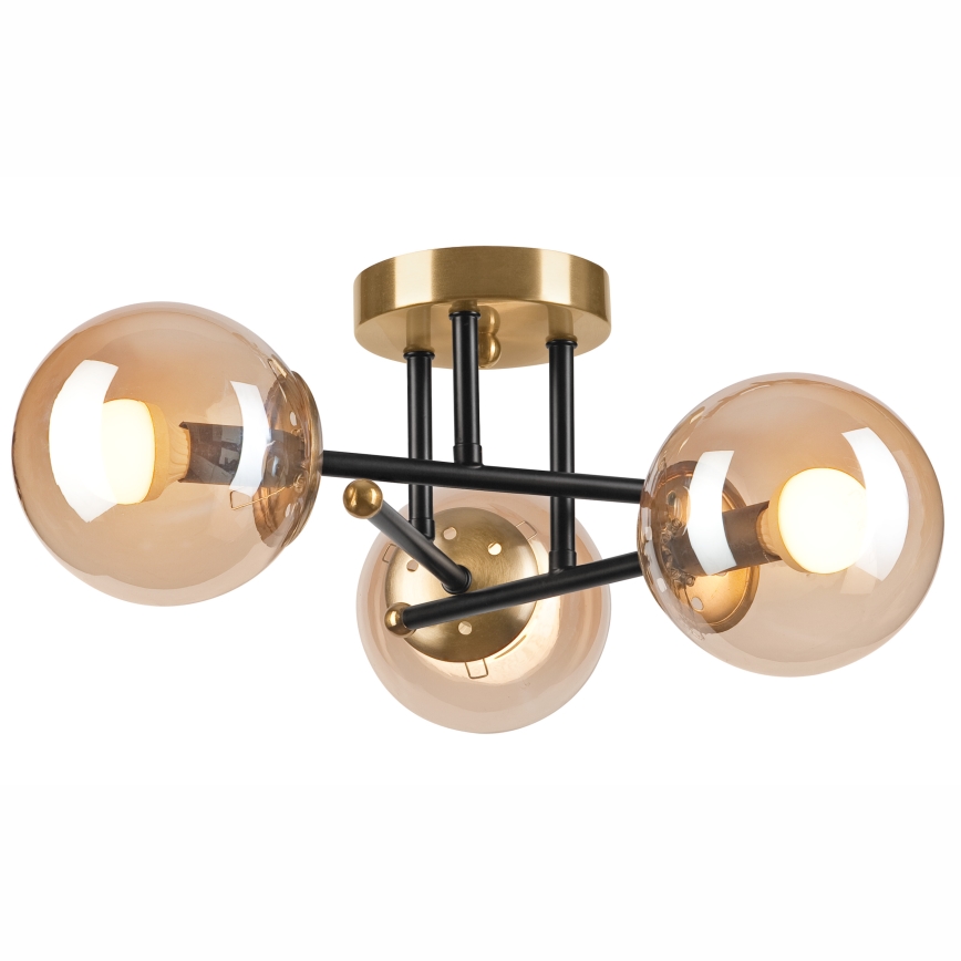 Loftlampe MALENA 3xE14/5W/230V guldfarvet/sort/røget beige