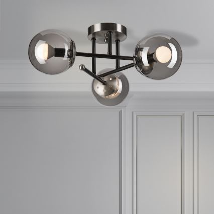 Loftlampe MALENA 3xE14/5W/230V sort/røget