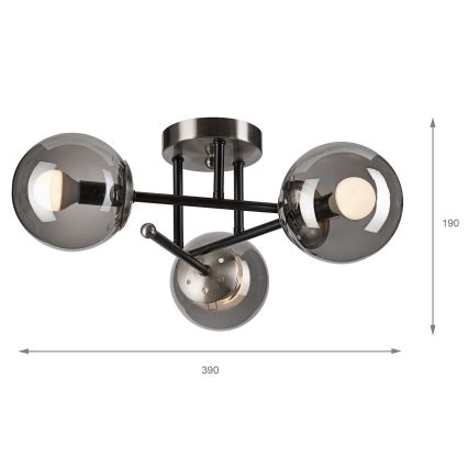 Loftlampe MALENA 3xE14/5W/230V sort/røget