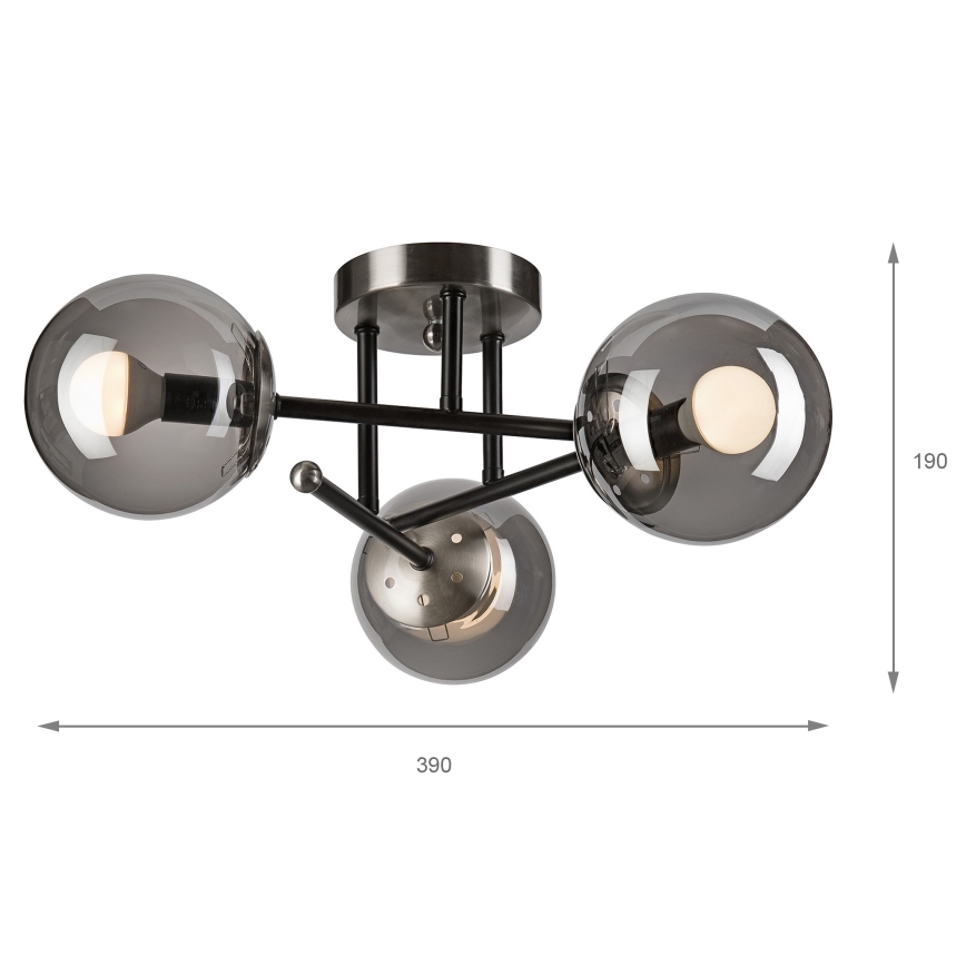 Loftlampe MALENA 3xE14/5W/230V sort/røget