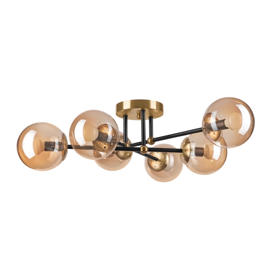 Loftlampe MALENA 6xE14/5W/230V guldfarvet/sort/røget beige