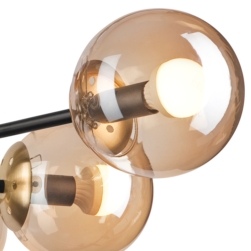 Loftlampe MALENA 6xE14/5W/230V guldfarvet/sort/røget beige