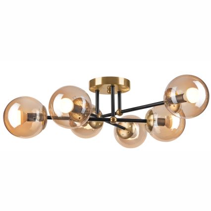 Loftlampe MALENA 6xE14/5W/230V guldfarvet/sort/røget beige