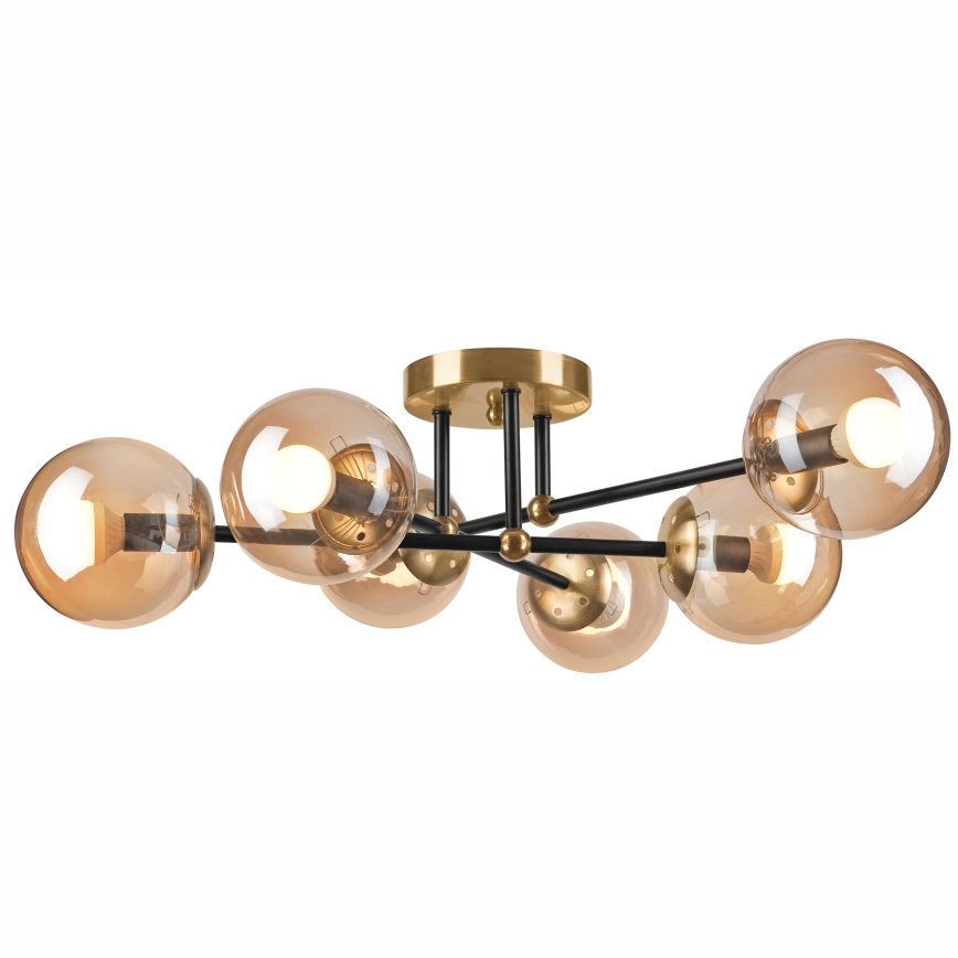 Loftlampe MALENA 6xE14/5W/230V guldfarvet/sort/røget beige