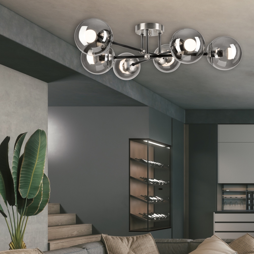 Loftlampe MALENA 6xE14/5W/230V mat krom/røget