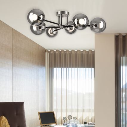 Loftlampe MALENA 6xE14/5W/230V mat krom/røget
